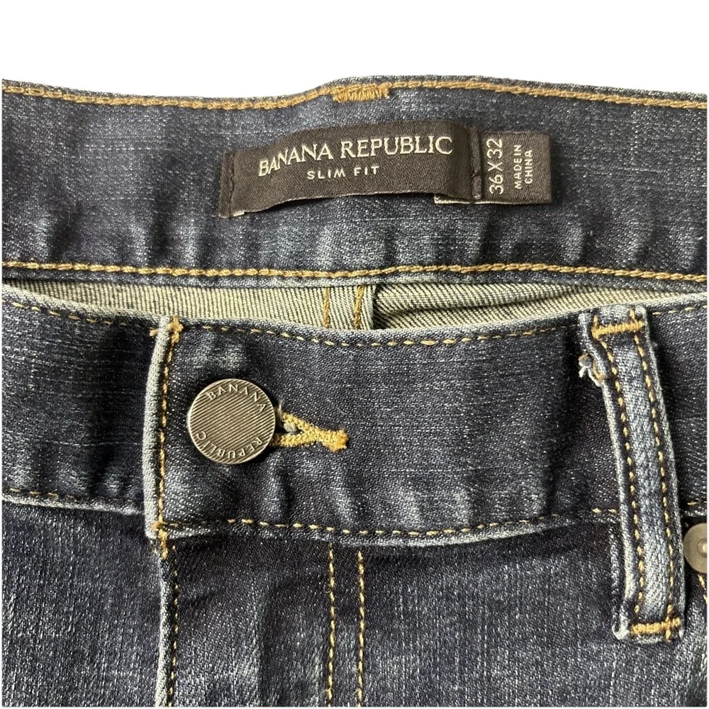 Banana Republic Slim Fit 36x32 Blue‎ Jeans STRETCH Rapid Movement Denim Dark EUC